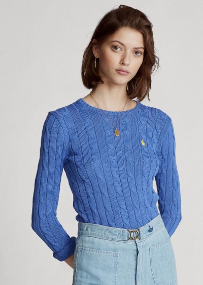 Sueter Polo Ralph Lauren Mujer Azules - Cable-Knit Cotton - CRYVT5217